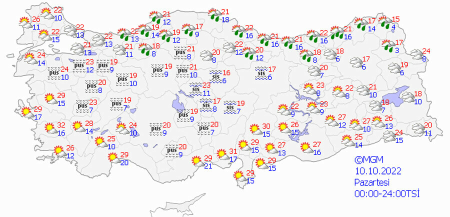 Meteoroloji'den 2 il için sarı kodlu uyarı: Kuvvetli yağış bekleniyor (10 Ekim 2022 hava durumu) Meteoroloji'den 2 il için sarı kodlu uyarı: Kuvvetli yağış bekleniyor (10 Ekim 2022 hava durumu)